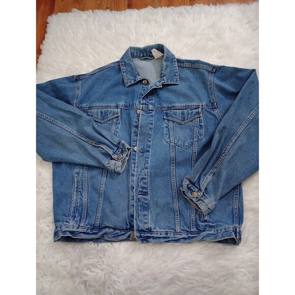 Port Authority Denim Jacket Size L Made in USA Embroidered Dodge City Roundup - Picture 1 of 10